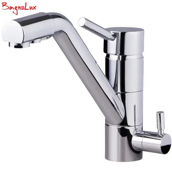 Bagnolux Polish Silver Finish Reverse Osmosis Tri Flow Water Filter Tap 3 Way Sink Mixer Three Way Kitchen Faucet 3in1 Water Tap