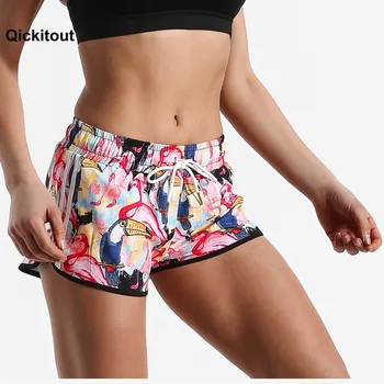 Qickitout Women Summer Slim Beach Casual Shorts Vježba Waistband Mršava Flamingo Animal Pink Digital Print shorts XS-XL
