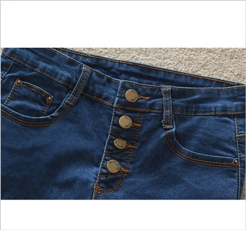 GNDHICL 2017 moda 4 gumba za klasicni elastične gaćice s visokim strukom Feminino traper kratke hlače za žene besplatan plus size plave traperice i kratke