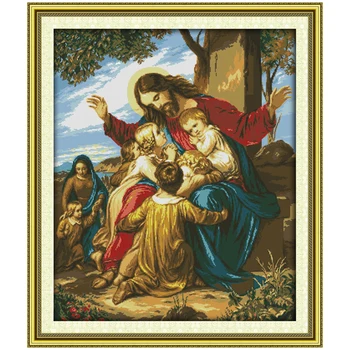 Isus i njegova djeca procjenjuju vez križem 11CT 14CT religija križićima skup DIY setovi križićima vez rukotvorina