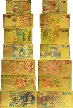 7 kom./lot zbirka 1000,2000,5000,10000,50000,100000,500000 Lear boja Italija Talijanski Zlatni novčanica skup